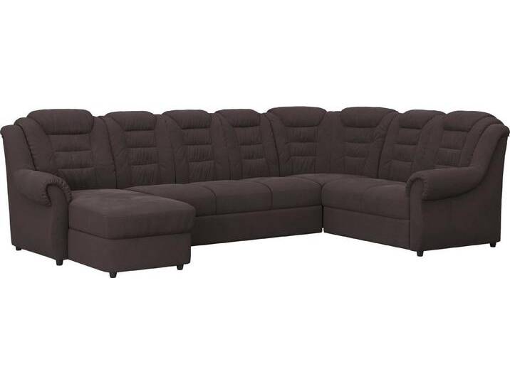 Home affaire Wohnlandschaft Boston U-Form, mit hoher Rückenlehne, braun, Mit Bettfunktion-mit Schubkasten, earth von Home-affaire