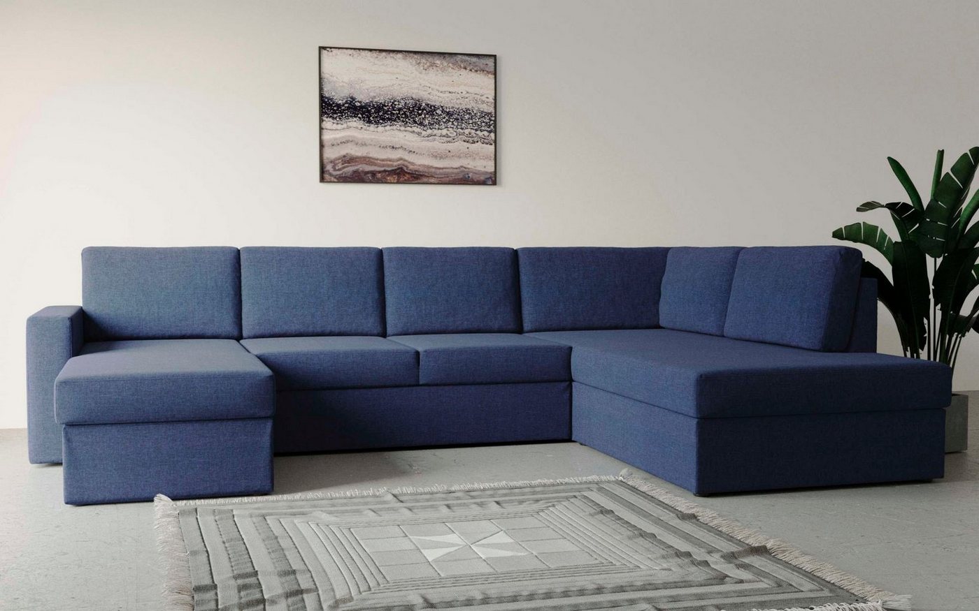 Home affaire Wohnlandschaft Delaware Schlafsofa, Liegefläche 149x260 cm, mit Bettfunktion und Stauraum, Breite 292 cm, Webstoff fein von Home affaire