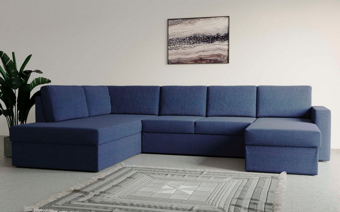 Home affaire Wohnlandschaft Delaware Schlafsofa, Liegefläche 149x260 cm, mit Bettfunktion und Stauraum, Breite 292 cm, Webstoff fein von Home affaire