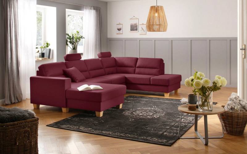 Home affaire Wohnlandschaft Navan, komfortabel mit viel Platz, U-Form, wahlweise mit Bettfunktion und Kopfstütze von Home affaire