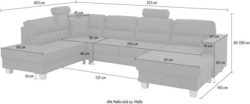 Home affaire Wohnlandschaft Navan, wahlweise mit Bettfunktion und Kopfstütze von Home affaire