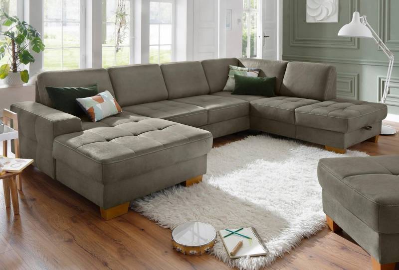 Home affaire Wohnlandschaft Puccini U-Form, mit Federkern, Sitztiefenverstellung, Kontrastnaht von Home affaire