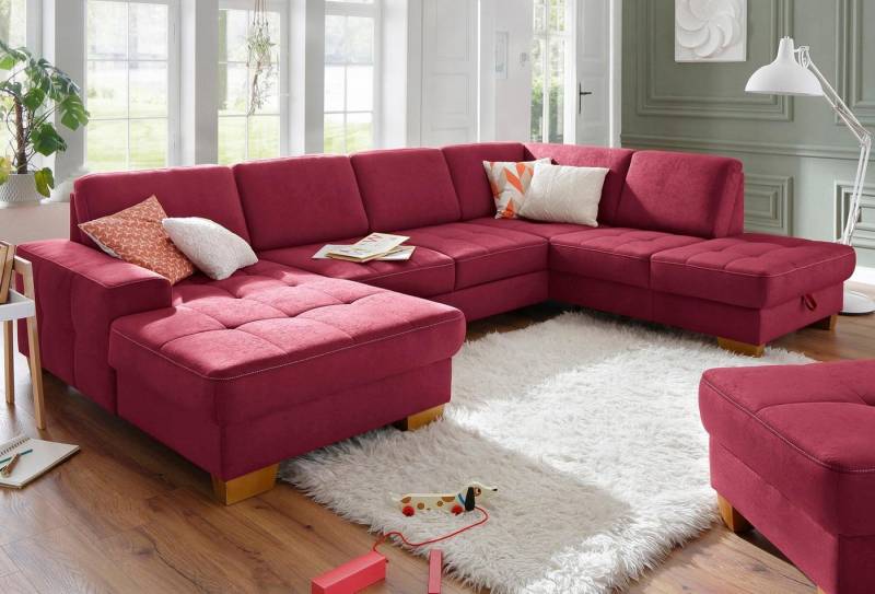 Home affaire Wohnlandschaft Puccini U-Form, mit Federkern, Sitztiefenverstellung, Kontrastnaht von Home affaire