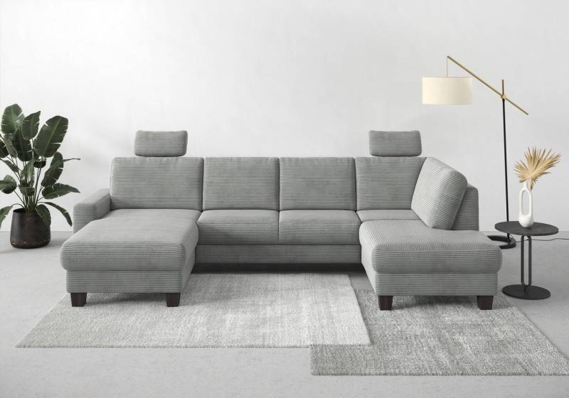 Home affaire Wohnlandschaft Summer U-Form, mit oder ohne Bettfunktion und Bettkasten, wengefarbene Holzfüße von Home affaire