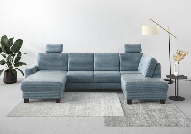 Home affaire Wohnlandschaft Summer U-Form, mit oder ohne Bettfunktion und Bettkasten, wengefarbene Holzfüße von Home affaire