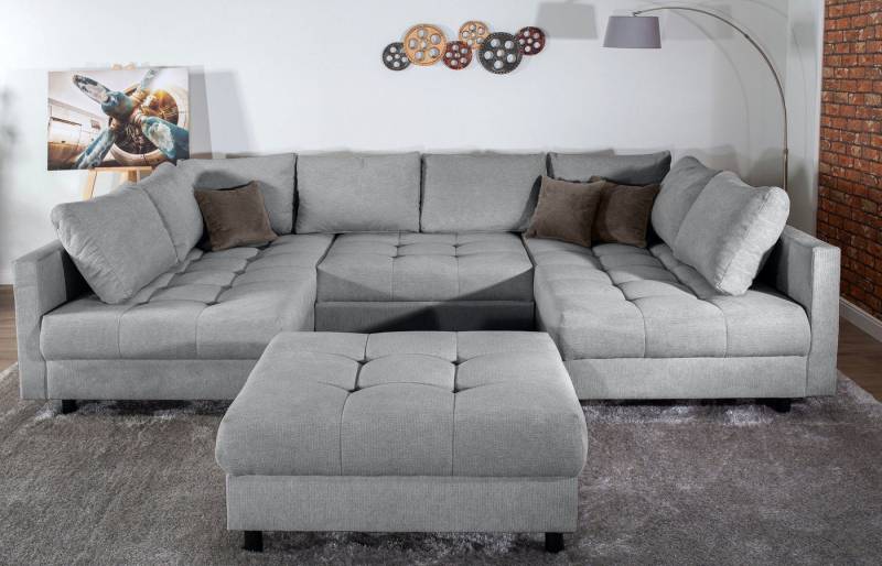 COLLECTION AB Wohnlandschaft Toni U-Form, B: 298 cm, mit Hocker & 3 Zierkissen, Federkern von COLLECTION AB