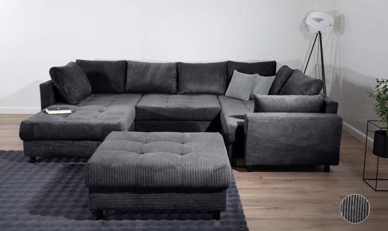 COLLECTION AB Wohnlandschaft Toni U-Form mit Armlehne, inkl. Hocker und Zierkissen in abgesetzter Farbe, mit Bonnelfederkern COLLECTION AB Wohnlandschaft Toni U-Form mit Armlehne, inkl. Hocker und Zierkissen in abgesetzter Farbe, mit Bonnelfederkern von COLLECTION AB