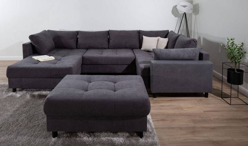 COLLECTION AB Wohnlandschaft Toni U-Form mit Armlehne, inkl. Hocker und Zierkissen in abgesetzter Farbe, mit Bonnelfederkern COLLECTION AB Wohnlandschaft Toni U-Form mit Armlehne, inkl. Hocker und Zierkissen in abgesetzter Farbe, mit Bonnelfederkern von COLLECTION AB