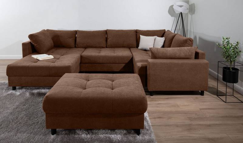 COLLECTION AB Wohnlandschaft Toni U-Form mit Armlehne, inkl. Hocker und Zierkissen in abgesetzter Farbe, mit Bonnelfederkern COLLECTION AB Wohnlandschaft Toni U-Form mit Armlehne, inkl. Hocker und Zierkissen in abgesetzter Farbe, mit Bonnelfederkern von COLLECTION AB