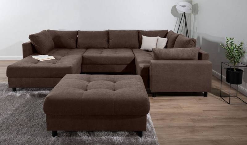 COLLECTION AB Wohnlandschaft Toni U-Form mit Armlehne, inkl. Hocker und Zierkissen in abgesetzter Farbe, mit Bonnelfederkern COLLECTION AB Wohnlandschaft Toni U-Form mit Armlehne, inkl. Hocker und Zierkissen in abgesetzter Farbe, mit Bonnelfederkern von COLLECTION AB