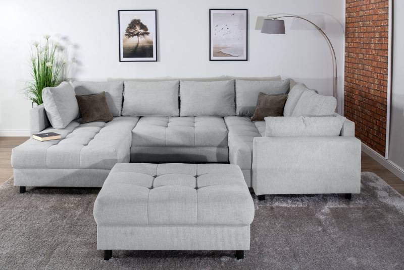 COLLECTION AB Wohnlandschaft Toni U-Form mit Armlehne, inkl. Hocker und Zierkissen in abgesetzter Farbe, mit Bonnelfederkern COLLECTION AB Wohnlandschaft Toni U-Form mit Armlehne, inkl. Hocker und Zierkissen in abgesetzter Farbe, mit Bonnelfederkern von COLLECTION AB