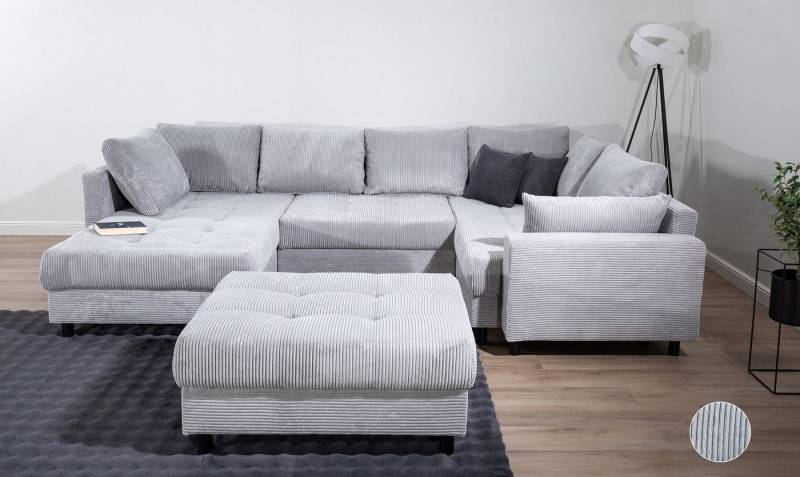 COLLECTION AB Wohnlandschaft Toni U-Form mit Armlehne, inkl. Hocker und Zierkissen in abgesetzter Farbe, mit Bonnelfederkern COLLECTION AB Wohnlandschaft Toni U-Form mit Armlehne, inkl. Hocker und Zierkissen in abgesetzter Farbe, mit Bonnelfederkern von COLLECTION AB