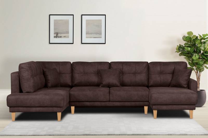 Home affaire Wohnlandschaft TRIPLO U-Form wahlweise mit Schlaffunktion, B/T/H: 310/192/90 cm, Schlafsofa, auch mit Bettkasten, Steppung im Rückenkissen von Home affaire