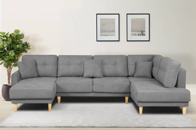 Home affaire Wohnlandschaft TRIPLO U-Form wahlweise mit Schlaffunktion, B/T/H: 310/192/90 cm, Schlafsofa, auch mit Bettkasten, Steppung im Rückenkissen von Home affaire