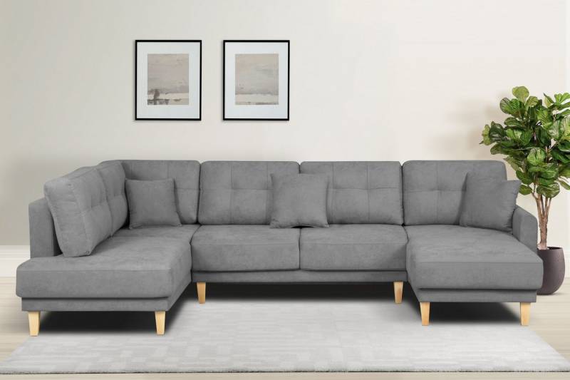Home affaire Wohnlandschaft TRIPLO U-Form wahlweise mit Schlaffunktion, B/T/H: 310/192/90 cm, Schlafsofa, auch mit Bettkasten, Steppung im Rückenkissen von Home affaire