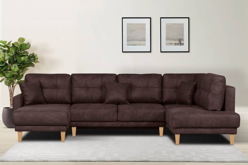 Home affaire Wohnlandschaft TRIPLO U-Form wahlweise mit Schlaffunktion, B/T/H: 310/192/90 cm, Schlafsofa, auch mit Bettkasten, Steppung im Rückenkissen von Home affaire