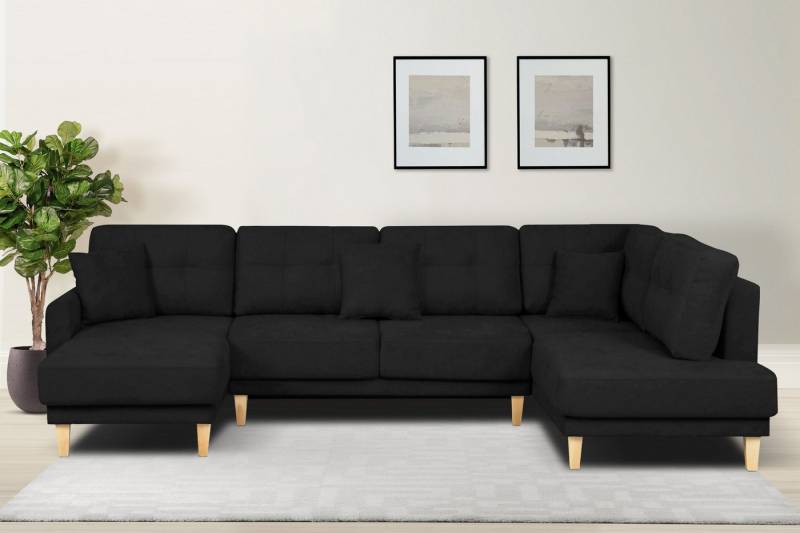 Home affaire Wohnlandschaft TRIPLO U-Form wahlweise mit Schlaffunktion, B/T/H: 310/192/90 cm, Schlafsofa, auch mit Bettkasten, Steppung im Rückenkissen von Home affaire