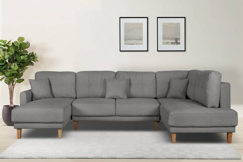 Home affaire Wohnlandschaft TRIPLO U-Form wahlweise mit Schlaffunktion, B/T/H: 310/192/90 cm, Schlafsofa, auch mit Bettkasten, Steppung im Rückenkissen von Home affaire
