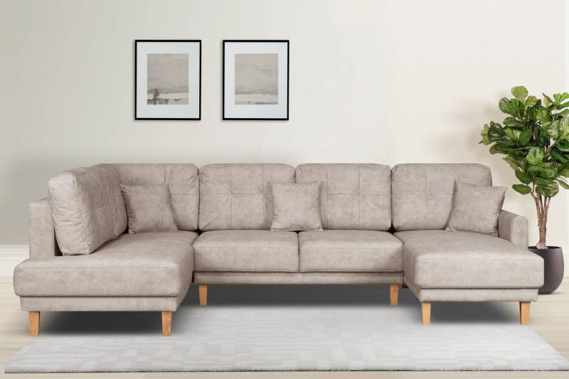 Home affaire Wohnlandschaft TRIPLO U-Form wahlweise mit Schlaffunktion, B/T/H: 310/192/90 cm, Schlafsofa, auch mit Bettkasten, Steppung im Rückenkissen von Home affaire