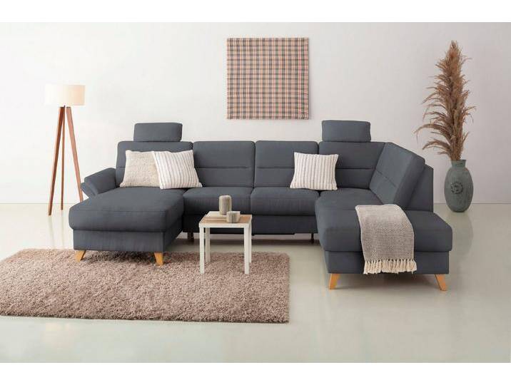Home affaire Wohnlandschaft Westerland U-Form, Federkern, Stauraum und Armlehn-Verstellung, grau, ohne Bettfunktion von Home-affaire