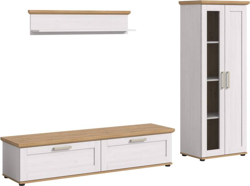 Home affaire Wohnwand Cosenza, (Set, 3-St), Cosenza, Breite: 336 cm, Vitrine, Lowboard, Wandboard von Home affaire