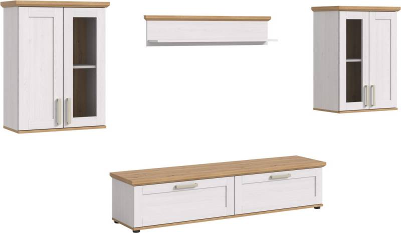 Home affaire Wohnwand Cosenza, (Set, 4-St), Cosenza, Breite: 336 cm,2xVitrine,Lowboard, Wandboard von Home affaire