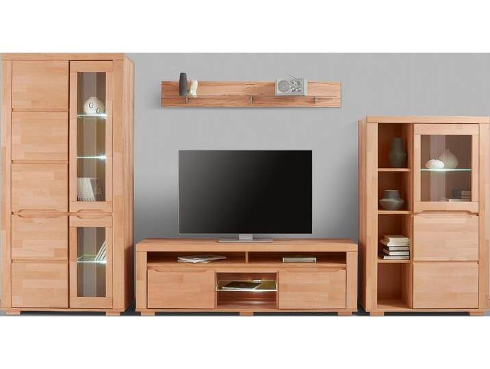 Home affaire Wohnwand Denis, (Set, 4-St), teilmassives Holz, braun, Holzwerkstoff Kernbuchefarben (Korpus) von Home-affaire