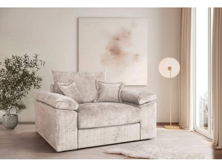 Home affaire XXL-Sessel Soft&Cosy, Mega-Sessel, Cord oder Chenille-Struktur, inklusive 2 Zierkissen, beige, beige von Home-affaire
