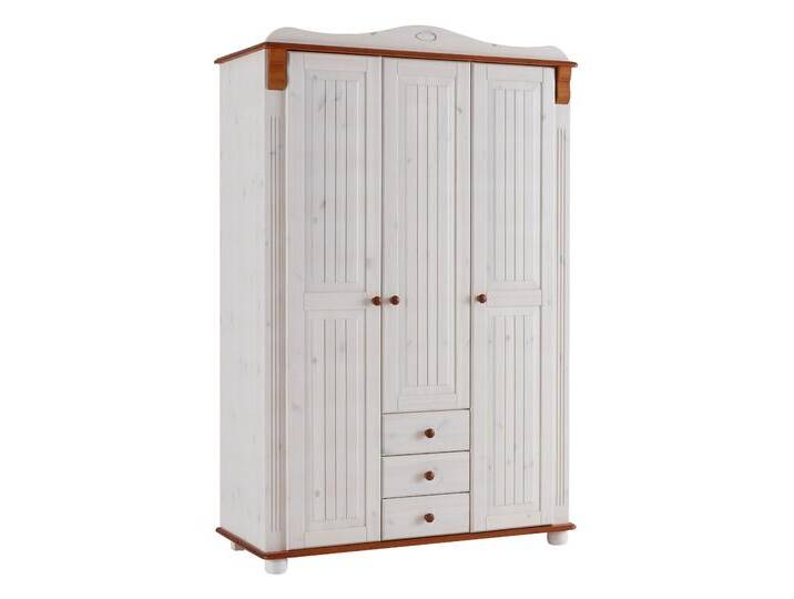 Kleiderschrank HOME AFFAIRE Adele , weiß (weiß, kirschbaumfarben), B:130cm H:191cm T:53,5cm, Massivholz, Schränke, aus massiver Kiefer,Spiegel beim 4-und 5-trg.Schrank, Innenausstattung von Home-affaire