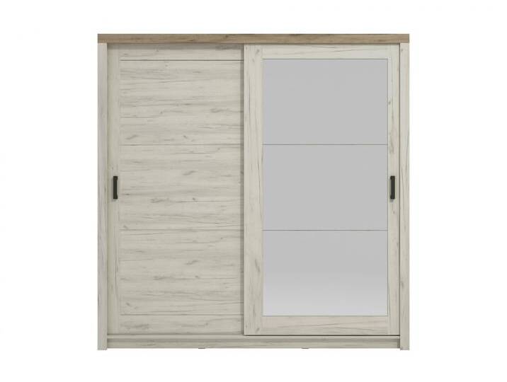 Kleiderschrank HOME AFFAIRE Kent, FSC-zertifizierter Holzwerkstoff, Made in Europe , braun (weiß eiche), B:223,5cm H:227cm T:67cm, Spanplatte, Schränke, mit Spiegel und Schiebtüren, 223,5x67x227cm von Home-affaire