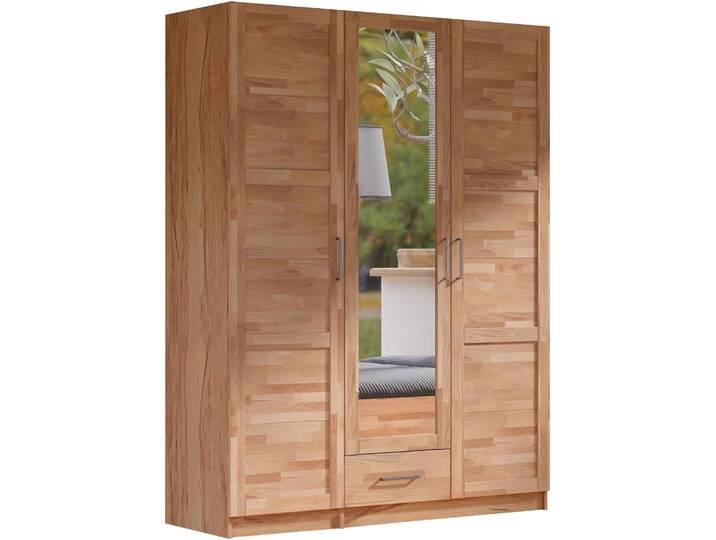 Kleiderschrank HOME AFFAIRE Sabrina, natürlicher Landhausstil, mit Innenausstattung , beige (kernbuche), B:142cm H:200cm T:60cm, Schränke, Spiegel und Schubladen, teilmassiv,Buche oder Eiche, FSC-zertifiziert von Home-affaire