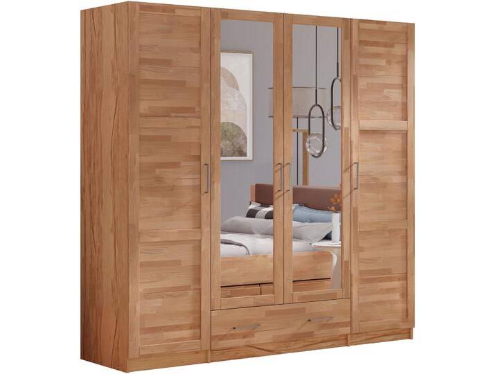 Kleiderschrank HOME AFFAIRE Sabrina, natürlicher Landhausstil, mit Innenausstattung , beige (kernbuche), B:192cm H:200cm T:60cm, Schränke, Spiegel und Schubladen, teilmassiv,Buche oder Eiche, FSC-zertifiziert von Home-affaire