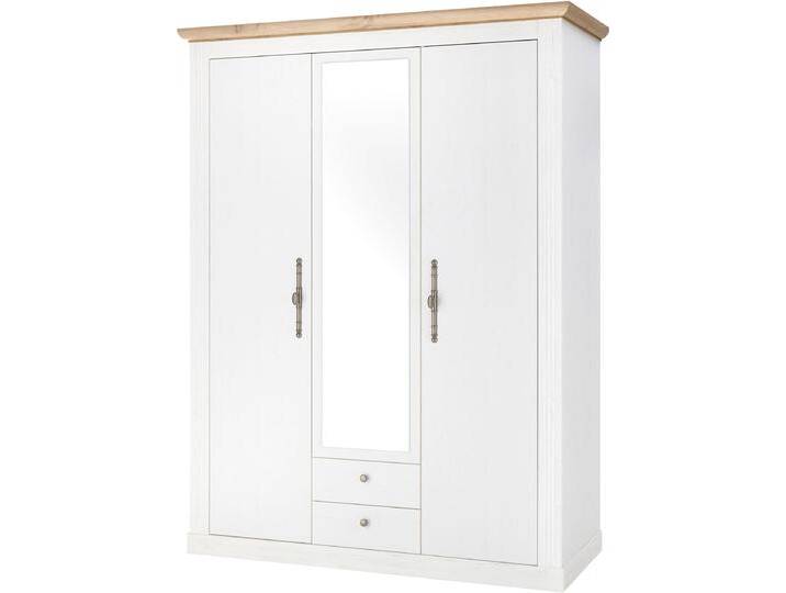 Kleiderschrank HOME AFFAIRE WESTMINSTER Wäscheschrank in 2 Farben, Landhausschrank Metallgriffe , weiß (pinie weiß dekor), B:149cm H:203cm T:63cm, Schränke, Drehtürenschrank mit Spiegel, Schlafzimmerschrank, 149 cm breit von Home-affaire