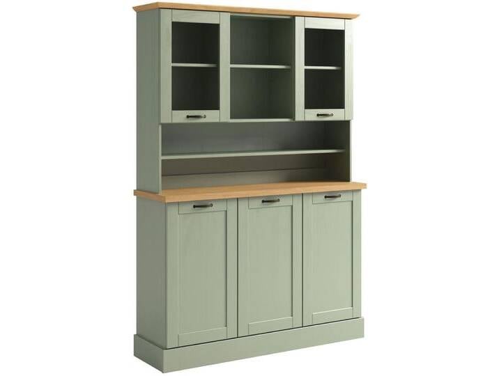 Küchenbuffet HOME AFFAIRE Teramo , salbeigrün, honig, salbeigrün, B/H/T: 126,6cm x 181,5cm x 37cm, Türen: 5 Stk., Schränke von Home-affaire