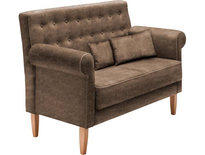 Küchensofa HOME AFFAIRE Scalea , braun (cappuccino), B:147cm H:99cm T:76cm, Microfaser in Antiklederoptik (100% Polyester), Struktur Karo (100% Polyester), Luxus-Microfaser in Lederoptik (100% Polyester), Struktur fein, Microfaser Druckstoff (60% Polyester), 40% Baumwolle), Sofas, inkl. 2 Stk. Zierkissen, in verschiedenen Stoffen und Farben von Home-affaire