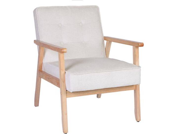 Loungesessel HOME AFFAIRE MENONRI mit Armlehnen aus Massivholz , beige (creme), B:64cm H:83cm T:77cm, rubber wood frame, pine wood, plywood, foam, fabric, Sessel, Relaxsessel, Lese-Sessel, Cocktailsessel in Cord und Webstoff von Home-affaire