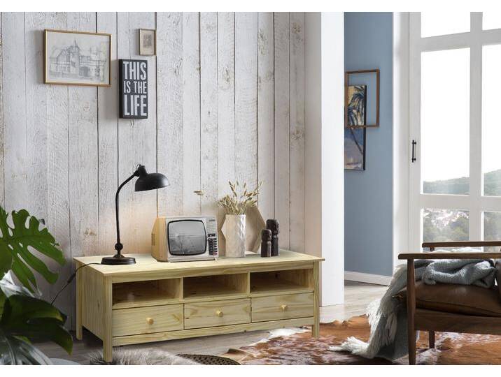 Lowboard HOME AFFAIRE, beige (natur), B:158cm H:47cm T:40cm, Massivholz, Sideboards, Kommode mit drei Kabeldurchführungen von Home-affaire