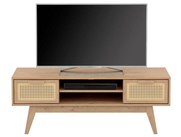 Lowboard HOME AFFAIRE Bridget , braun (eichefarben), B:128cm H:47cm T:39cm, Geflecht Rattan, MDF, Massivholz, Spanplatte, Sideboards, Kommode Breite 128 cm, Höhe 47 cm von Home-affaire