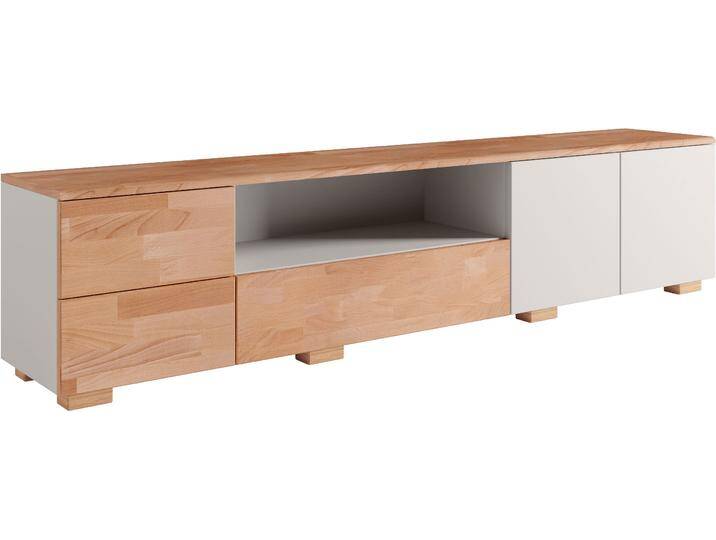 Lowboard HOME AFFAIRE Citra teilmassiv , grau (kernbuche und grau), B:200cm H:45cm T:35cm, FSC-zertifizierter Holzwerkstoff, Massivholz, Sideboards, Breite 200 cm, moderne grifflose Optik mit push to open Funktion von Home-affaire