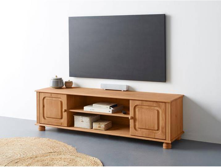 Lowboard HOME AFFAIRE Mette , beige (natur gebeizt, gewachst), B:160cm H:46cm T:40cm, FSC-zertifiziertes Massivholz, Sideboards, Kommode mit Kabeldurchführung und einem Einlegeboden von Home-affaire
