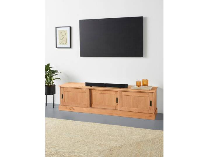 Lowboard HOME AFFAIRE Schröder , beige (natur gebeizt, gewachst), B:170cm H:45cm T:40cm, FSC-zertifiziertes Massivholz, Sideboards, Kommode mit 3 Schiebetüren, aus massivem Kiefernholz von Home-affaire