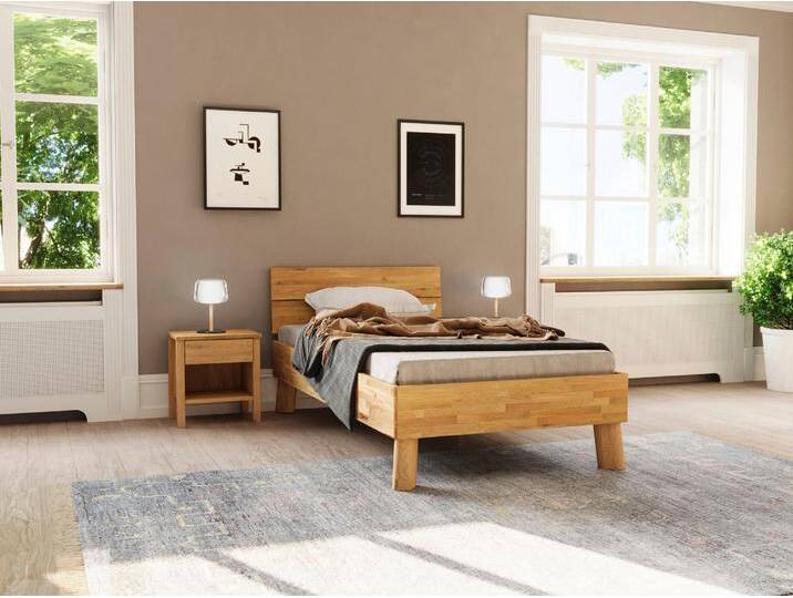 Massivholzbett HOME AFFAIRE Chavot I , braun (wildeiche), B:106cm H:77cm L:208cm, Betten, wahlweise in Kernbuche oder Wildeiche erhältlich von Home-affaire
