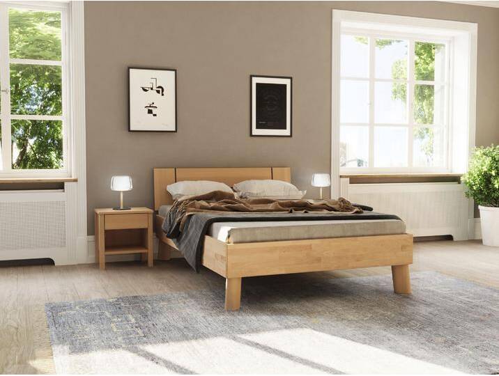 Massivholzbett HOME AFFAIRE Chavot II , beige (kernbuche), B:146cm H:77cm L:208cm, Betten, wahlweise in Kernbuche oder Wildeiche erhältlich von Home-affaire