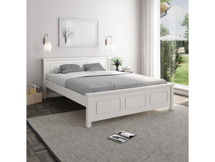 Massivholzbett HOME AFFAIRE  ERIK , Made in Europe, optional mit Schublade, Massivholz Kiefer , weiß, B:190cm H:85,8cm L:213cm, Betten, in mehreren Größen, Landhausstil mit Kassettenoptik von Home-affaire