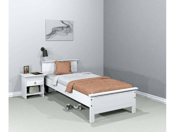 Massivholzbett HOME AFFAIRE Indra, TOPSELLER, Landhausstil, edles Design,zertifiziertes Massivholz , weiß, B:102cm H:75cm L:208cm, Betten, mit dekorativen Fräsungen, in 2 Breiten und Farben Massivholzbett HOME AFFAIRE Indra, TOPSELLER, Landhausstil, edles Design,zertifiziertes Massivholz , weiß, B:102cm H:75cm L:208cm, Betten, mit dekorativen Fräsungen, in 2 Breiten und Farben von Home-affaire