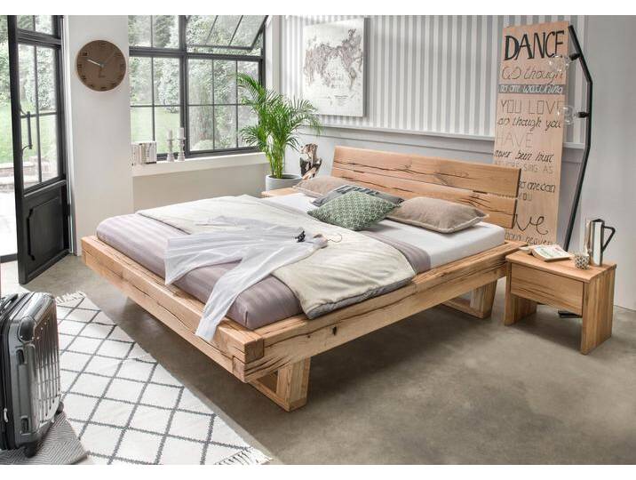 Massivholzbett HOME AFFAIRE Ultima Balkenbett Doppelbett, Füße mit Kufenform , braun (wildeiche), B:178cm L:228cm, Betten, FSC-zertifizierte Wildeiche oder Fichte, viele Breiten zur Auswahl von Home-affaire