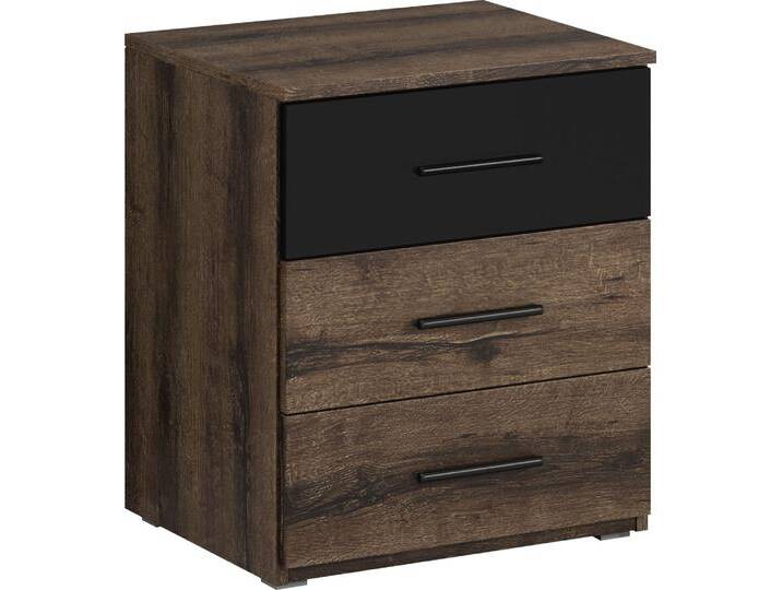 Nachtkommode HOME AFFAIRE Beta Breite 46 cm, moderner Nachtschrank , schwarz (monstery eiche, monastery eiche, schwarz), B:46cm H:55cm T:41cm, FSC-zertifizierter Holzwerkstoff, Sideboards, Nachttisch, Nachtkonsole mit 3 Schubladen von Home-affaire