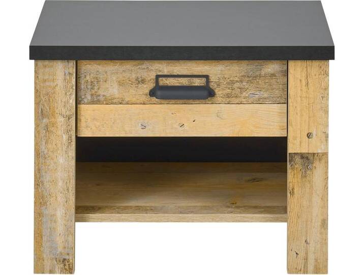 Nachtkommode HOME AFFAIRE SHERWOOD , braun (old style hell dekor), B:60cm H:46cm T:39cm, Sideboards, mit Apothekergriff aus Metall, Schubkasten Soft close , Breite 60 cm von Home-affaire