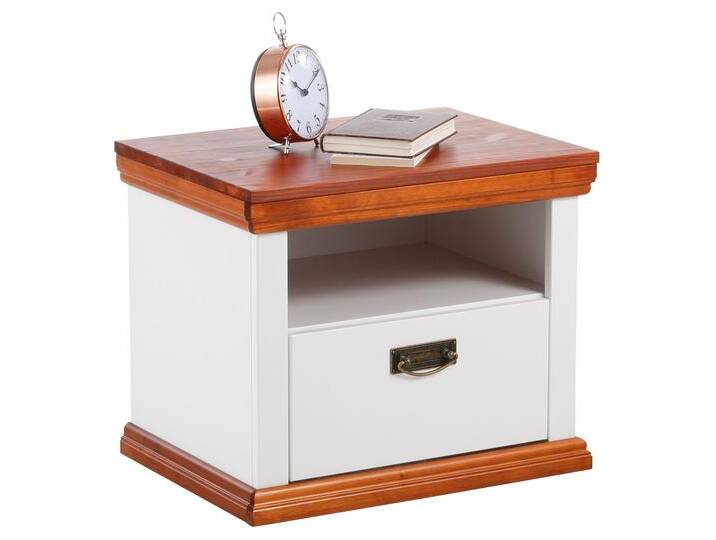 Nachtkonsole HOME AFFAIRE Madrid , weiß (weiß, kirschbaumfarben), B:52cm H:40cm T:37cm, Sideboards, aus massiver Kiefer, FSC-zertifiziert von Home-affaire