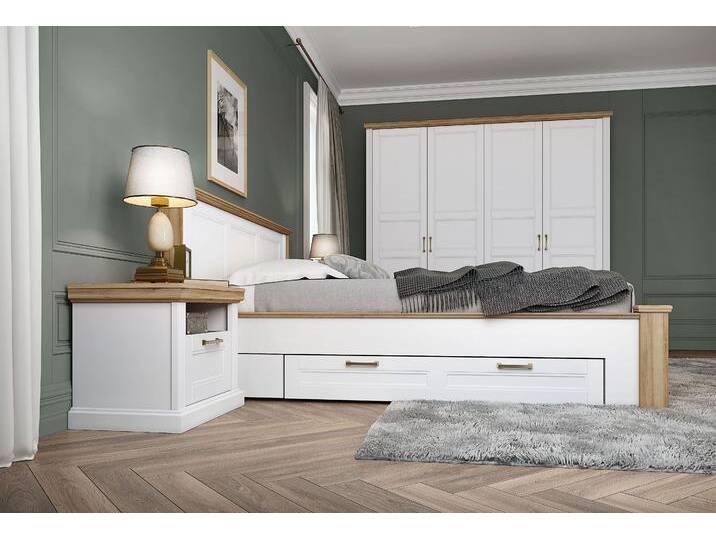 Nachtkonsole HOME AFFAIRE Tara, im klassischen Landhausstil, FSC-zertifiziert , weiß (weiß matt, pacific walnut), B:62cm H:52cm T:43cm, MDF, Spanplatte, Sideboards, lackiert mit wasserbasiertem UV-Lack, 62x43x52cm (BxHxT) von Home-affaire